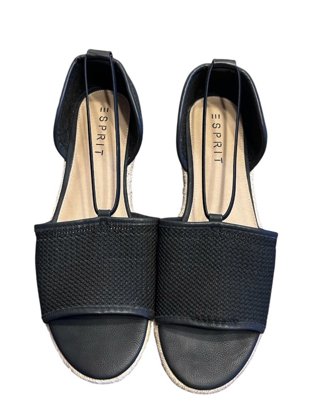 Esprit Sandals Size 9.5 Flat Espadrille Open toe Black